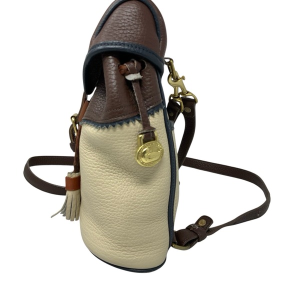 Vintage Dooney & Bourke Teton Cream & Brown Pebbled‎ Leather Backpack Rare USA main image 6